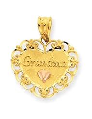 14k Gold Two-Tone Grandma Heart Charm
