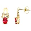 14K Yellow Gold Ruby and Diamond Earrings