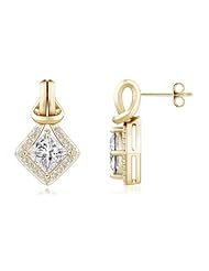 1.99 ct Princess Diamond Earrings with Round Diamond Border