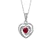 Created Ruby Heart Pendant with Diamonds 2/5 Carat (ctw) in Sterling Silver with Chain