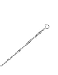 10" 10K White Gold 2.2mm (0.09") Polished Diamond Cut Singapore Chain w/ Spring Ring Clasp