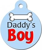 Daddy's Boy - Custom Pet ID Tag for Cats and Dogs - Dog Tag Art