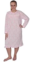 Women's warm soft fleece Floral Print Long Sleeve Nightgown