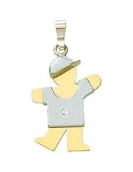 14K Two Tone Gold The Kids Diamond Boy Charm Jewelry