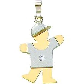 14K Two Tone Gold The Kids Diamond Boy Charm