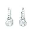 14K White Gold CZ Heart Huggy Earrings