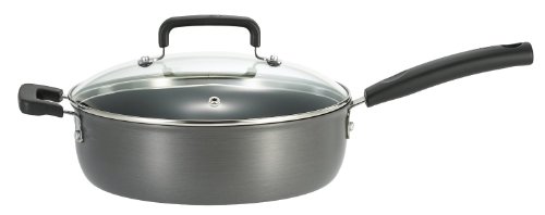 T-fal D91333 Signature Hard Anodized Nonstick Skillet with Glass Lid Cookware,10-Inch, Gray