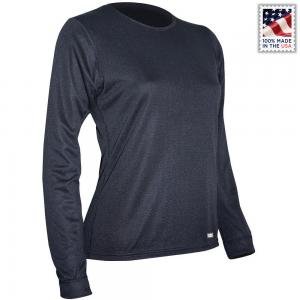 Polarmax Womens Double Base Layer Long Sleeve Crew Tee (Black, Medium)