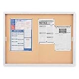 Enclosed Indoor Cork Bulletin Board, 2 Sliding Door, 4' x 3', Aluminum Frame QRTD2401