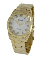 GENEVA PLATINUM 12453312 ROMAN NUMERAL LINK WATCH - GOLD