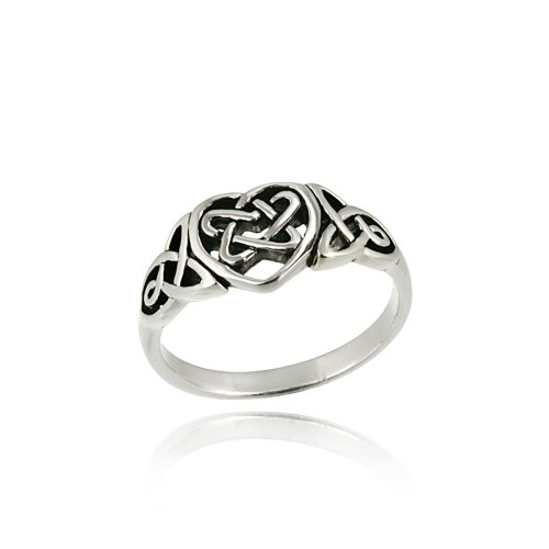 Sterling Silver Heart and Celtic Knot Ring, Size 8