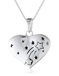 Sterling Silver "Follow Your Dreams" Shooting Star Reversible Heart Pendant Necklace , 18"