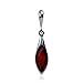 Sterling Silver Red Dark Amber Set Marquise Drop Leverback Earrings Necklace 18 Inches