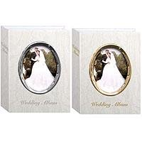 Pioneer WFM-46, Bound Mini Wedding Photo Album with White Oval Framed Cover, 50 Pages Holds 100 4x6
