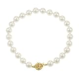 14k Yellow Gold Saltwater Cultured Akoya Pearl AA Grade 7-7.5mm Bracelet, 8
