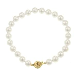 14k Yellow Gold Saltwater Cultured Akoya Pearl AA Grade 7-7.5mm Bracelet, 8 by