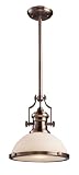 Landmark 66143-1 Chadwick 1-Light 14-Inch Pendant, Antique Copper with Frosted Glass