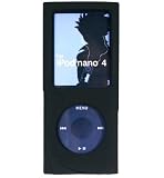 BIG Grip Silicone Skin Case Cover with Screen Protector for the New Apple iPod Nano Nano-Chromatic + Young Micro Shoe (Black) Silicone Pouch - Black