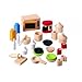 PlanToys Wooden Dollhouse Accessories for Kitchen and Tableware (9406) | Sustainably Made from Rubberwood and Non-Toxic Paints and Dyes