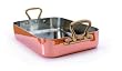 Mauviel Copper Hammered Rectangular Roasting Pan with Bronze Handles
