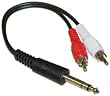 1/4 Stereo Male / 2 RCA Male, 6 inch Y Adaptor