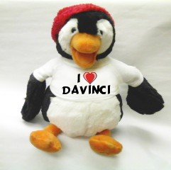 Chubbs Plush Penguin Toy with I Love Davinci T-Shirt
