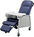 Lumex Three Position Recliner: Lumex Three Position Recliner Imperial Blue The Standard of the Industry and the recliner that started it all! This first recliner specifically designed to improve the comfort and mobility of residents in extended care facilities. The Lumex Three Position Recliner easily adjusts into any one of three positions: sitting, TV or full recline. Recliners offer numerous therapeutic benefits including position changes that aid in circulation and ease discomfort from respiratory, heart and other ailments. &bull; The Standard of the Industry and the recliner that started it all! This first recliner specifically designed to improve the comfort and mobility of residents in extended care facilities. The Lumex Three Position Recliner easily adjusts into any one of three positions: sitting, TV or full recline. Recliners offer numerous therapeutic benefits including position changes that aid in circulation and ease discomfort from respiratory, heart and other ailments.&bull; A position lock allows only the caregiver to secure the chair in any one of the three easily attained positions. Recliner encourages natural relaxation and improved blood circulation.&bull; Flex-o-Lator seat support system increases comfort by reducing the risk of &ldquo;bottoming out&rdquo;.&bull; Ergonomically designed seat and back with varied density foam construction provides correct support. Articulating headrest quickly adjusts to maximize individual comfort requirements.&bull; For safer, easier transport, the Lumex Three Position Recliner features two,&nbsp;5" swivel casters with wheel locks and 5" fixed front wheels.&bull; The molded activity table can be fixed in position or left unsecured for easy exit from the recliner.&bull; Durable welded steel epoxy coated frame is easy to clean and maintain.&bull; Weight Bearing Capacity: 250 pounds&bull; WarrantyFrame: Limited 2 YearsUpholstery: Limited 1 YearAll Other Components: Limited 1 YearProduct photo may not ex