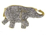 Sterling Silver Two Tone Genuine Diamond Elephant Brooch