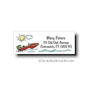 Pen At Hand Stick Figures – Theme Personalized Address Labels (Speedboat) thumbnail