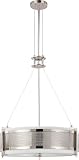 Nuvo Lighting 60/4443 Four Light Diesel Round Pendant with Slate Gray Fabric Shade/Frosted Diffuser, Polished Nickel