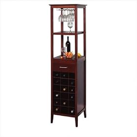 Contemporary Espresso Finish Wine Storage Tower Rack