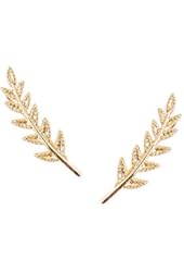 Humble Chic Women's Olive Leaf Ear Crawlers Tiny Delicate Gold-Tone Branch Stud Earrings