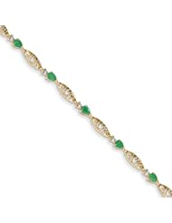 14k Diamond And Emerald Pearshape Bracelet, Best Quality Free Gift Box Satisfaction Guaranteed