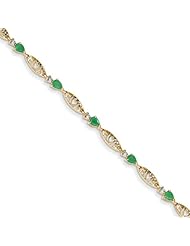 14k Diamond And Emerald Pearshape Bracelet