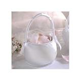 Satin Round Flower Girl Basket - White Color