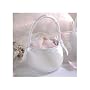 Satin Round Flower Girl Basket - White Color