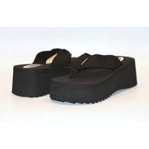 Soda Women's Foam Platform Thong Flip Flop Beach Sandals Black Size 9