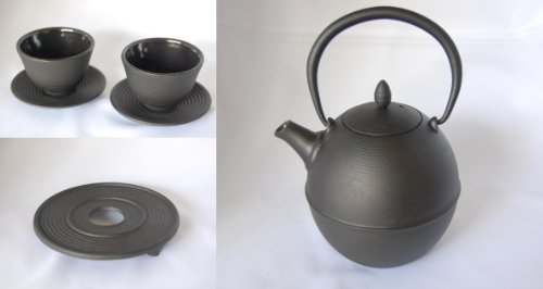 Cast Iron Teapot Tetsubin 6 Piece Set (Zen Simplicity) 23.6 Ounces / 0.7 Liter