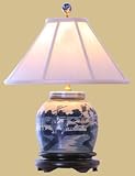 Classic Traditional Formal Bedside Desktop - 20" Ming Blue & White Jar Oriental Style Fine Table Lamp