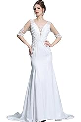 V-neck Polyester Mermaid Lace Cocktail Evening Dress/Bridesmaid Dress/Wedding Party Dress 