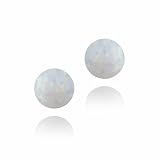 Sterling Silver Created White Opal Ball Stud Earrings, 5mm