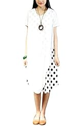 Summer Dots Print Chiffon/Cotton/Linen/Polyester  Dress