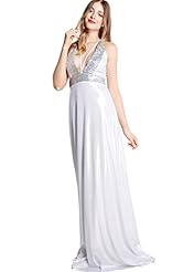 V-neck Sleeveless Sequined  Nylon  Ball Gown Evening Dress/Prom Dress/Party Dress/Wedding Dress/Maxi Dress 