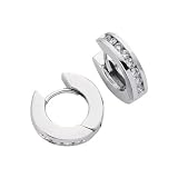 14K White Gold 0.44cttw Cute Single Row Channel Set Round Diamond Huggie Earring