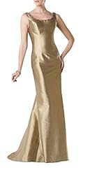 Sleeveless Silk/Silk/Shantung Sheath  Beaded Scoop Neck  Dress with a Brush/Sweep Train  With Ruffles