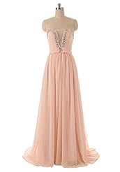 A-line Strapless Sweetheart Floor Length Natural   Waistline Chiffon Lace  Illusion Prom Dress  With Rhinestones