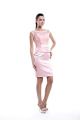 Satin Sheath Lace Peplum Illusion Natural   Waistline Bateau Neck Cocktail Knee Length  Dress