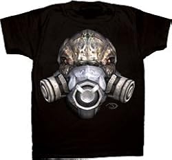 Halo 3 Grunt Realistic Gas Mask Face T-shirt Black