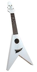Mahalo U-40WT Flying V style White Ukulele with Gig Bag