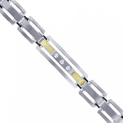Diamond Men's Bracelet Crafted in Stainless Steel & Yellow Gold